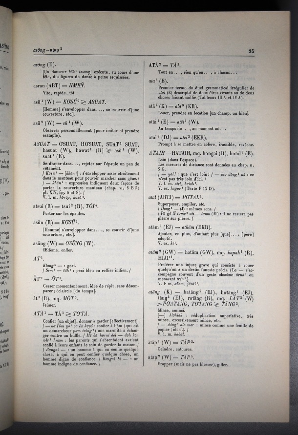 Dictionnaire Bahnar-Français, Guilleminet (tome 1, A-K) / sous partie lettre A: lettre AT / Guilleminet, Paul /  Viet Nam/ Viet Nam