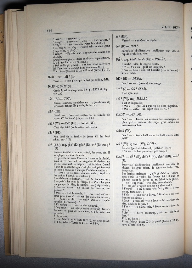 Dictionnaire Bahnar-Français, Guilleminet (tome 1, A-K) / sous partie lettre D: lettre DE / Guilleminet, Paul /  Viet Nam/ Viet Nam