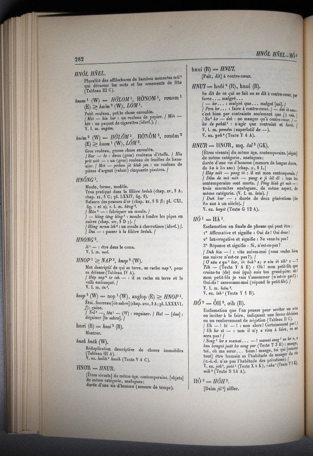 Dictionnaire Bahnar-Français, Guilleminet (tome 1, A-K) / sous partie lettre H: lettre HO / Guilleminet, Paul /  Viet Nam/ Viet Nam
