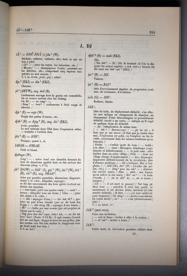Dictionnaire Bahnar-Français, Guilleminet (tome 1, A-K) / lettre J, DJ / Guilleminet, Paul /  Viet Nam/ Viet Nam
