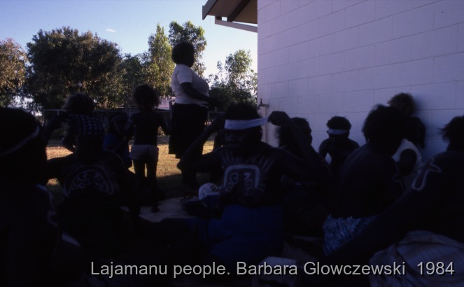 The Warlpiri Baptist Church:  Lajamanu and Yuendumu, 1984 / Piirlpa Nakamarra with Christian yawulyu design / Barbara Glowczewski / Lajamanu and Yuendumu, Tanami Desert, Central Australia