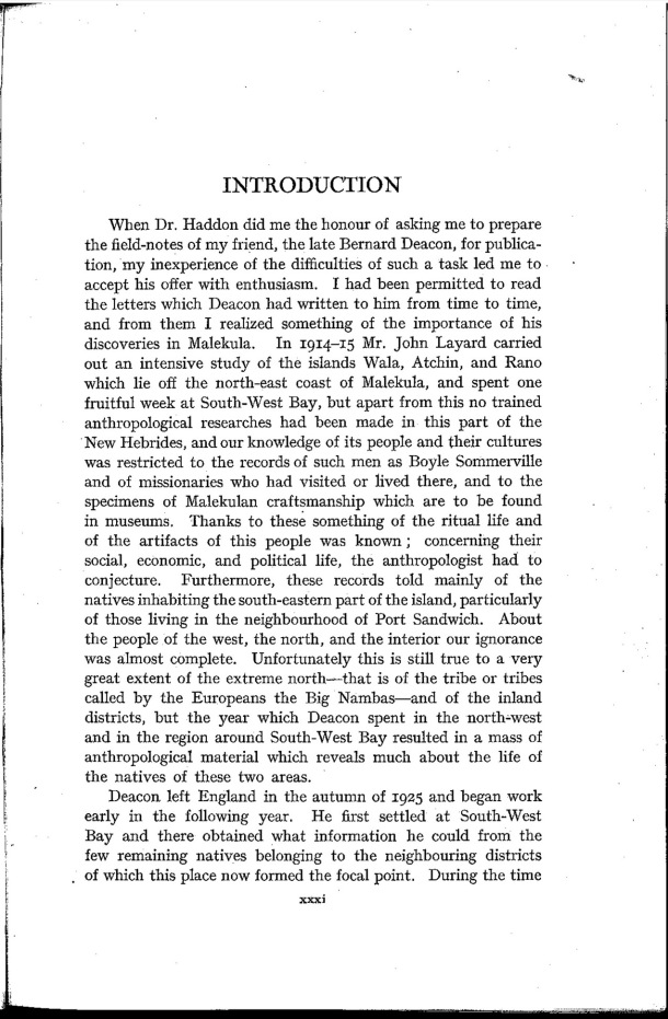 Deacon A.B., 1934. Malekula: A Vanishing People in the New Hebrides / Introduction / Camilla H. Wedgwood / Vanuatu, Nouvelles-Hébrides, Malekula, South-West Bay