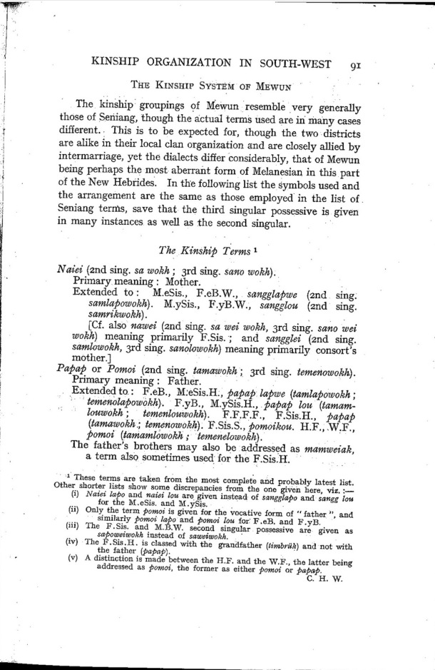 Deacon A.B., 1934. Malekula: A Vanishing People in the New Hebrides / The Kinship Terms / Bernard A. Deacon / Vanuatu, Nouvelles-Hébrides, Malekula, South-West Bay