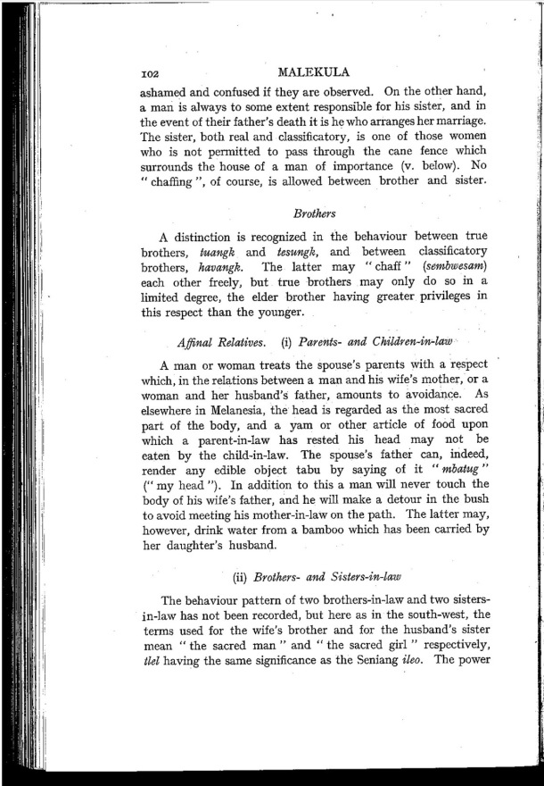 Deacon A.B., 1934. Malekula: A Vanishing People in the New Hebrides / Brother. Affinal Relaives (i) Parents- and Children-in-law. (ii) Brothers- and Sisters-in-law / Bernard A. Deacon / Vanuatu, Nouvelles-Hébrides, Malekula, South-West Bay