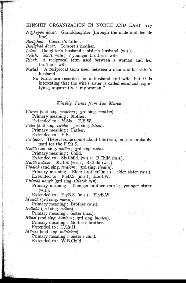 Deacon A.B., 1934. Malekula: A Vanishing People in the New Hebrides / The Kinship Terms from Ten Marou / Bernard A. Deacon / Vanuatu, Nouvelles-Hébrides, Malekula, South-West Bay