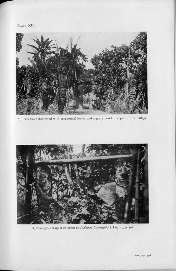Deacon A.B., 1934. Malekula: A Vanishing People in the New Hebrides / Two temes. Nainggol set up at entrance of Nalawan / Bernard A. Deacon / Vanuatu, Nouvelles-Hébrides, Malekula, South-West Bay