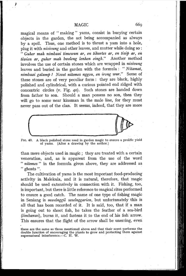 Deacon A.B., 1934. Malekula: A Vanishing People in the New Hebrides / A black polished stone used in garden magic to ensure prolific yield of yams / Bernard A. Deacon / Vanuatu, Nouvelles-Hébrides, Malekula, South-West Bay
