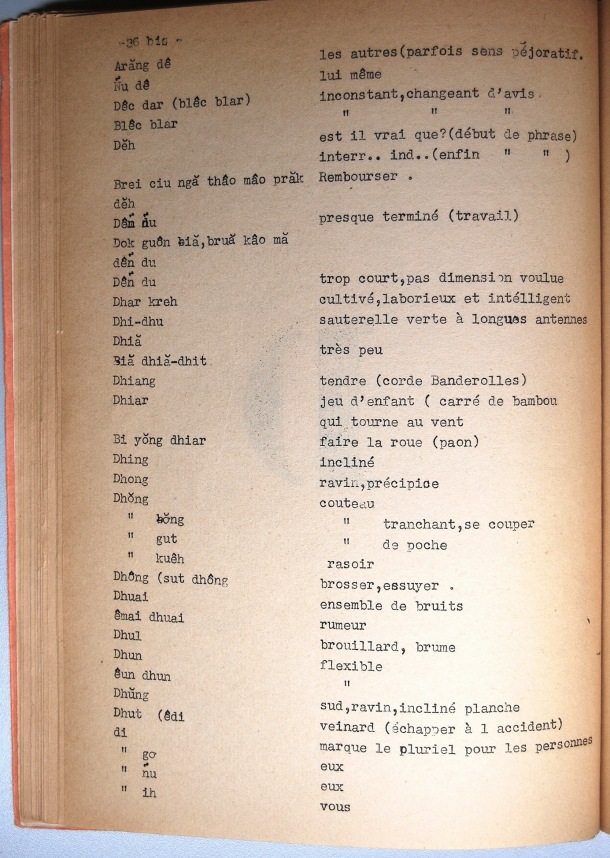 Dictionnaire Rhadé-Français par Benjamin Louison / lettre D: lettre DI / Louison, Benjamin /  Viet Nam/ Viet Nam