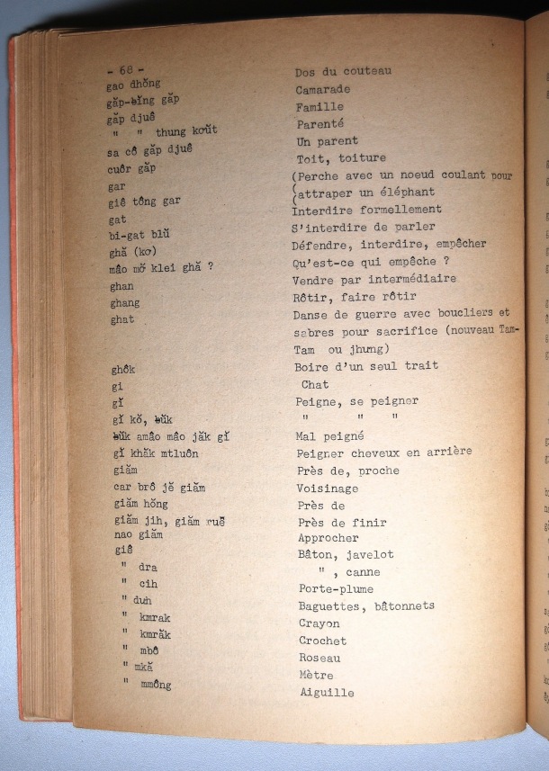 Dictionnaire Rhadé-Français par Benjamin Louison / lettre G: lettre GI / Louison, Benjamin /  Viet Nam/ Viet Nam