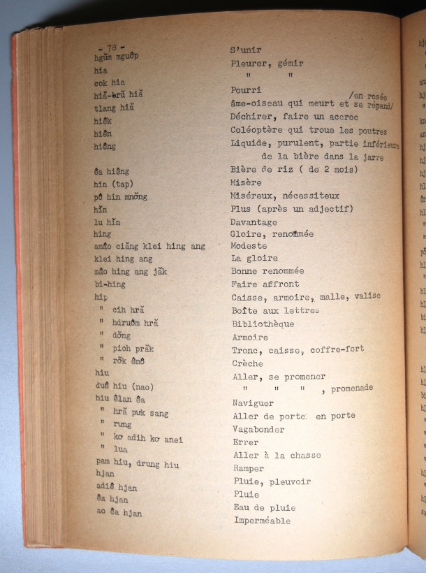 Dictionnaire Rhadé-Français par Benjamin Louison / lettre H: lettre HJ / Louison, Benjamin /  Viet Nam/ Viet Nam