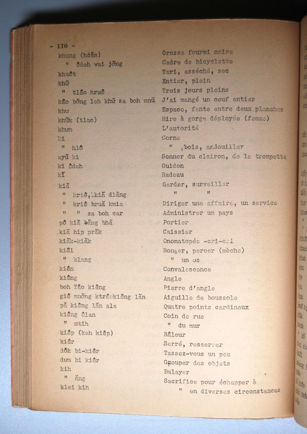 Dictionnaire Rhadé-Français par Benjamin Louison / lettre K: lettre KI / Louison, Benjamin /  Viet Nam/ Viet Nam