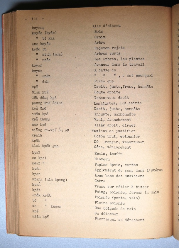 Dictionnaire Rhadé-Français par Benjamin Louison / lettre K: lettre KP / Louison, Benjamin /  Viet Nam/ Viet Nam