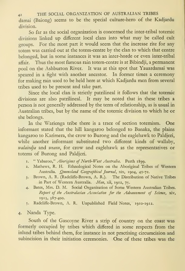 The Social Organization of Australian Tribes, by A.R. Radcliffe-Brown, 1931 / Nanda Type / A.R. Radcliffe-Brown / Australia