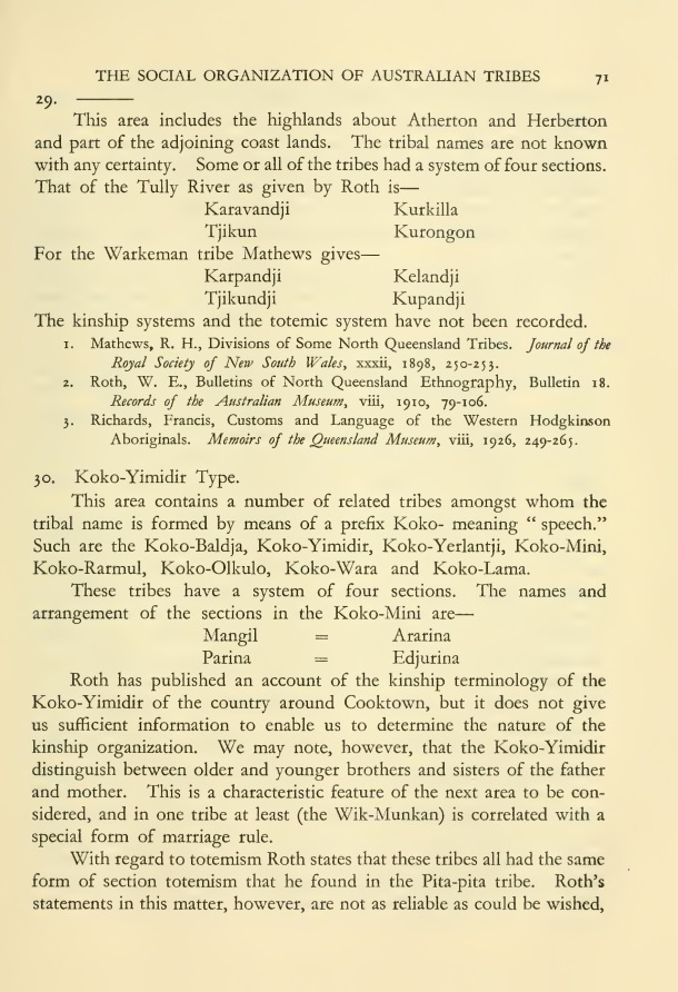 The Social Organization of Australian Tribes, by A.R. Radcliffe-Brown, 1931 / Koko-Yimidir Type / A.R. Radcliffe-Brown / Australia