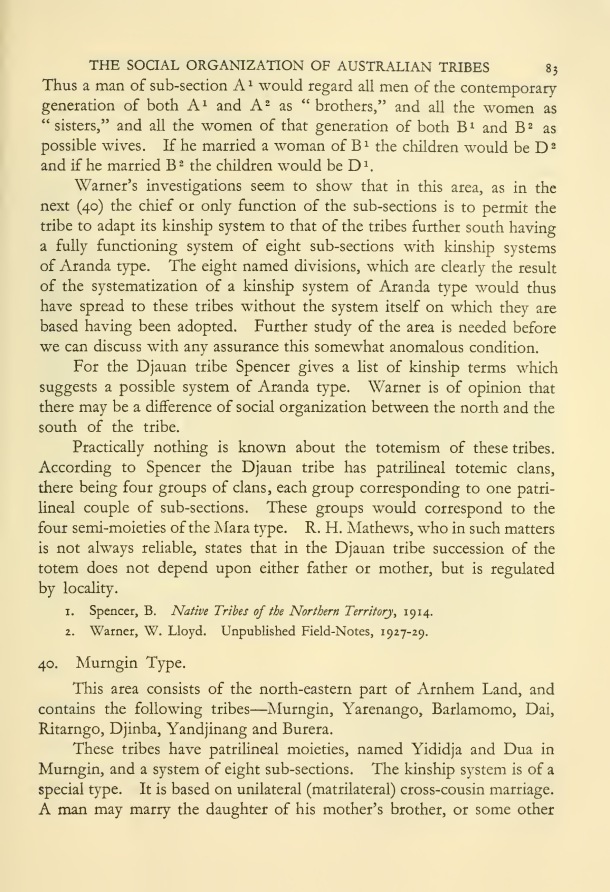 The Social Organization of Australian Tribes, by A.R. Radcliffe-Brown, 1931 / Murngin Type / A.R. Radcliffe-Brown / Australia