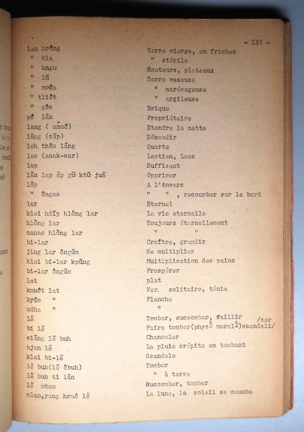 Dictionnaire Rhadé-Français par Benjamin Louison / lettre L: lettre LE / Louison, Benjamin /  Viet Nam/ Viet Nam
