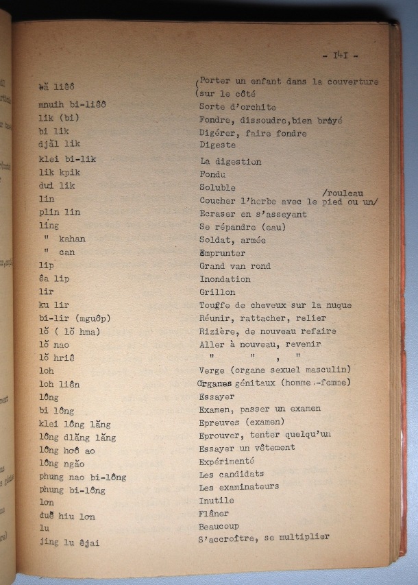Dictionnaire Rhadé-Français par Benjamin Louison / lettre L: lettre LU / Louison, Benjamin /  Viet Nam/ Viet Nam