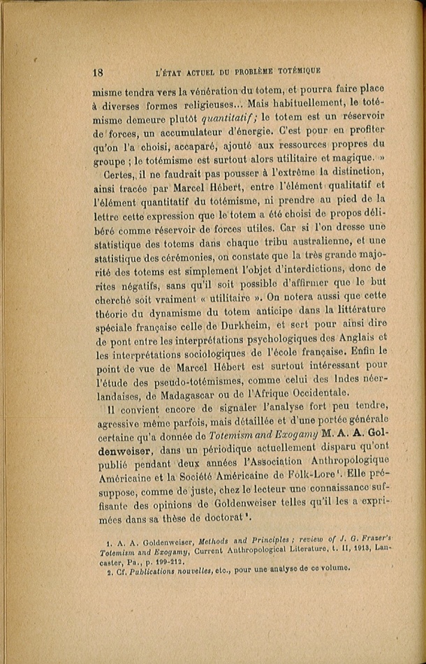 Arnold Van Gennep, l'État Actuel du Problème Totémique, 1920 / Arnold Van Gennep, l'État Actuel du Problème Totémique, 1920 / Van Gennep, Arnold /