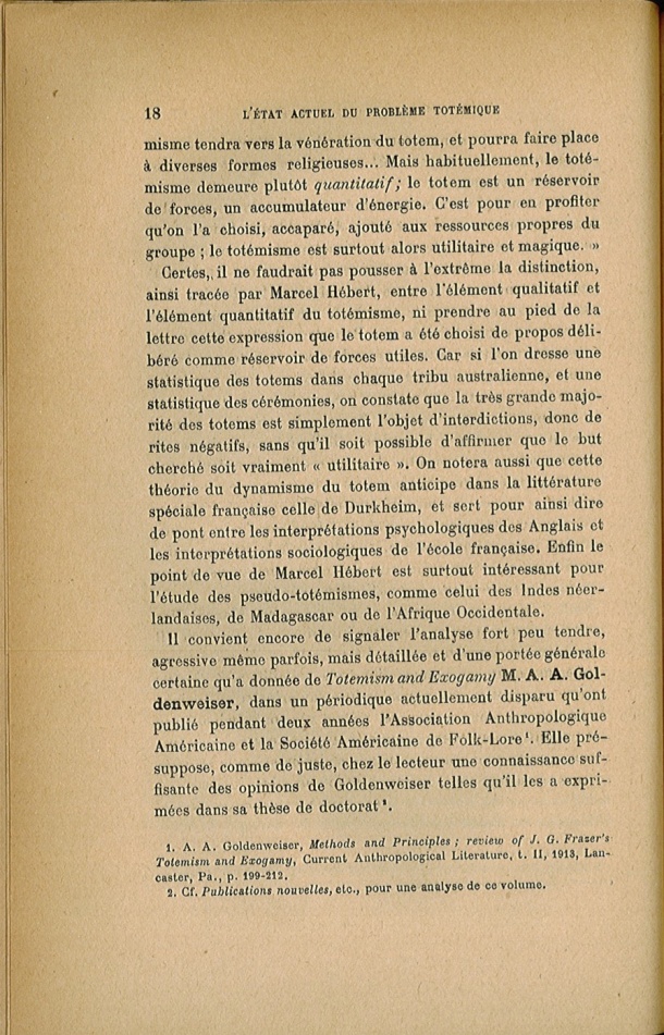 Arnold Van Gennep, l'État Actuel du Problème Totémique, 1920 / Arnold Van Gennep, l'État Actuel du Problème Totémique, 1920 / Van Gennep, Arnold / 