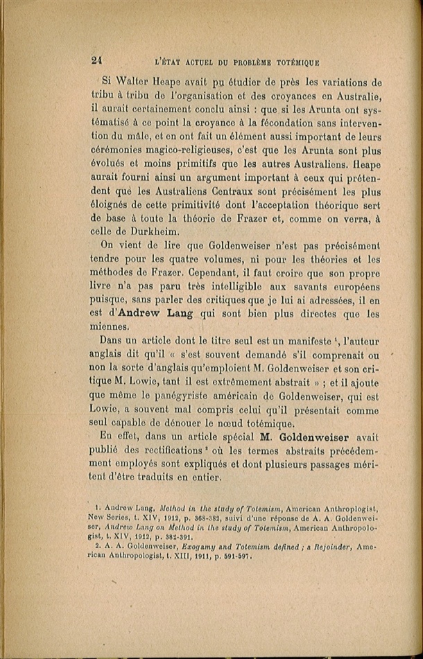 Arnold Van Gennep, l'État Actuel du Problème Totémique, 1920 / Arnold Van Gennep, l'État Actuel du Problème Totémique, 1920 / Van Gennep, Arnold /