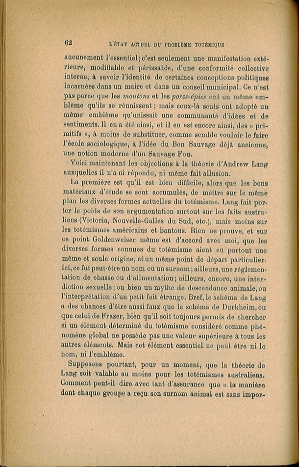 Arnold Van Gennep, l'État Actuel du Problème Totémique, 1920 / Arnold Van Gennep, l'État Actuel du Problème Totémique, 1920 / Van Gennep, Arnold /