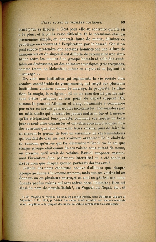 Arnold Van Gennep, l'État Actuel du Problème Totémique, 1920 / Arnold Van Gennep, l'État Actuel du Problème Totémique, 1920 / Van Gennep, Arnold /