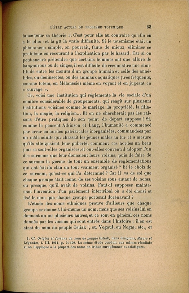 Arnold Van Gennep, l'État Actuel du Problème Totémique, 1920 / Arnold Van Gennep, l'État Actuel du Problème Totémique, 1920 / Van Gennep, Arnold / 