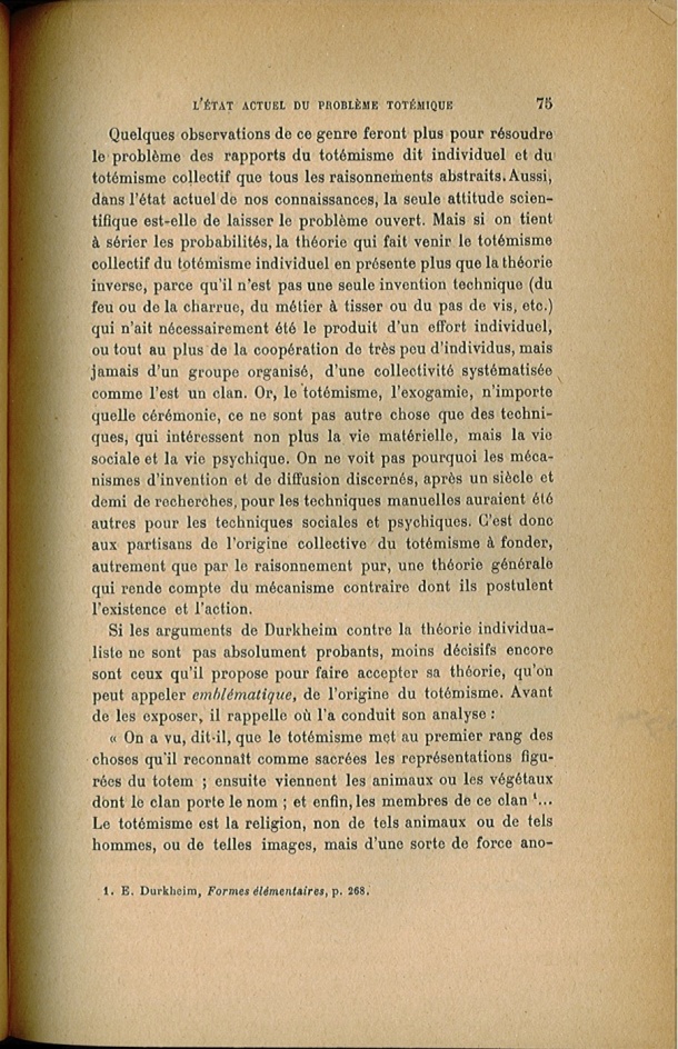 Arnold Van Gennep, l'État Actuel du Problème Totémique, 1920 / Arnold Van Gennep, l'État Actuel du Problème Totémique, 1920 / Van Gennep, Arnold / 