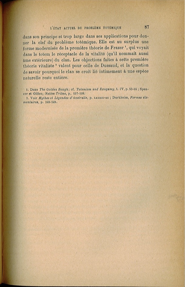 Arnold Van Gennep, l'État Actuel du Problème Totémique, 1920 / Arnold Van Gennep, l'État Actuel du Problème Totémique, 1920 / Van Gennep, Arnold / 