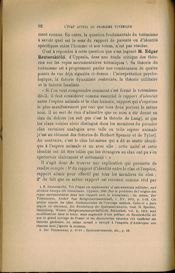 Arnold Van Gennep, l'État Actuel du Problème Totémique, 1920 / Arnold Van Gennep, l'État Actuel du Problème Totémique, 1920 / Van Gennep, Arnold / 