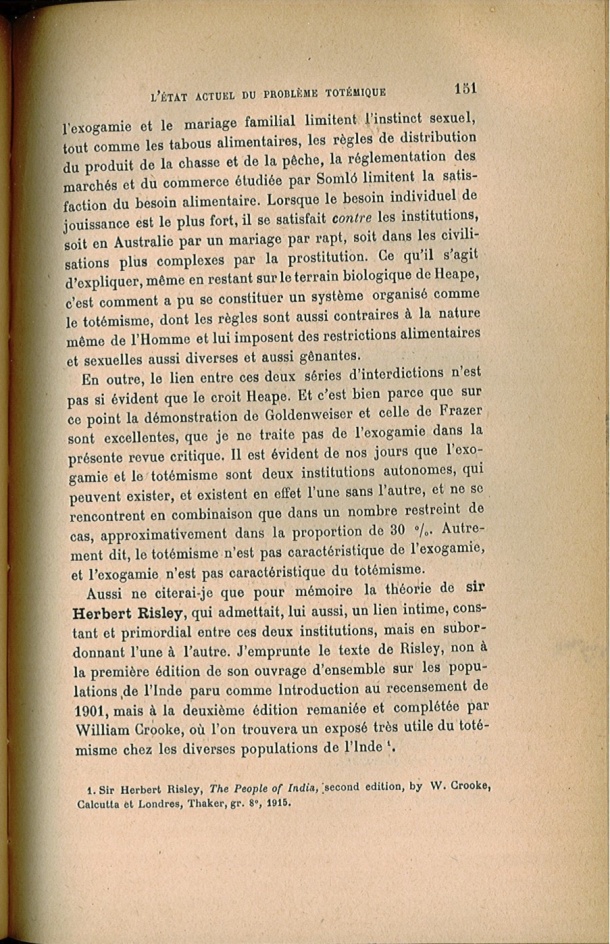 Arnold Van Gennep, l'État Actuel du Problème Totémique, 1920 / Arnold Van Gennep, l'État Actuel du Problème Totémique, 1920 / Van Gennep, Arnold / 