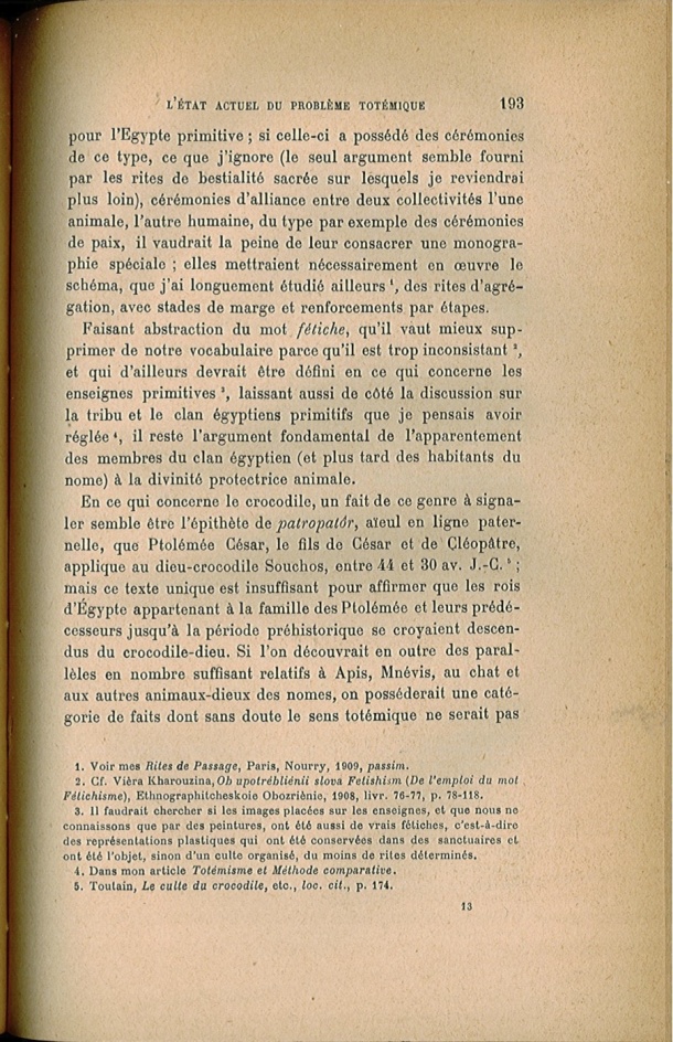 Arnold Van Gennep, l'État Actuel du Problème Totémique, 1920 / Arnold Van Gennep, l'État Actuel du Problème Totémique, 1920 / Van Gennep, Arnold /