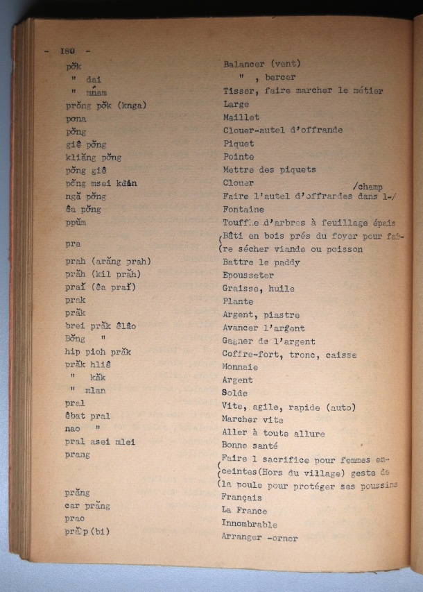 Dictionnaire Rhadé-Français par Benjamin Louison / lettre P: lettre PR / Louison, Benjamin /  Viet Nam/ Viet Nam