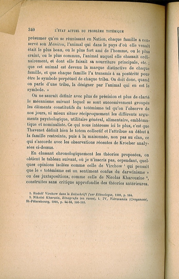 Arnold Van Gennep, l'État Actuel du Problème Totémique, 1920 / Arnold Van Gennep, l'État Actuel du Problème Totémique, 1920 / Van Gennep, Arnold / 