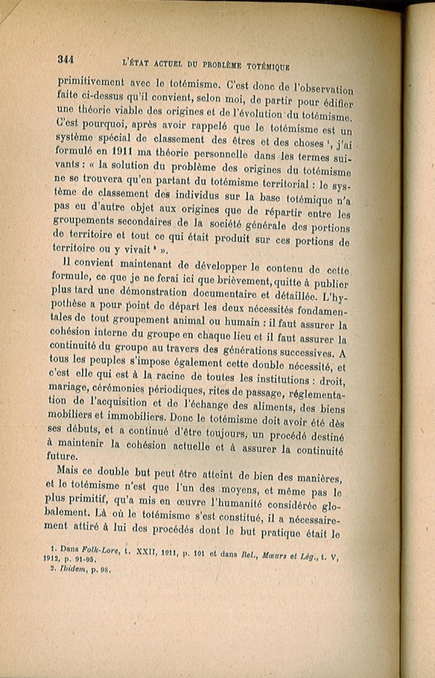 Arnold Van Gennep, l'État Actuel du Problème Totémique, 1920 / Arnold Van Gennep, l'État Actuel du Problème Totémique, 1920 / Van Gennep, Arnold /