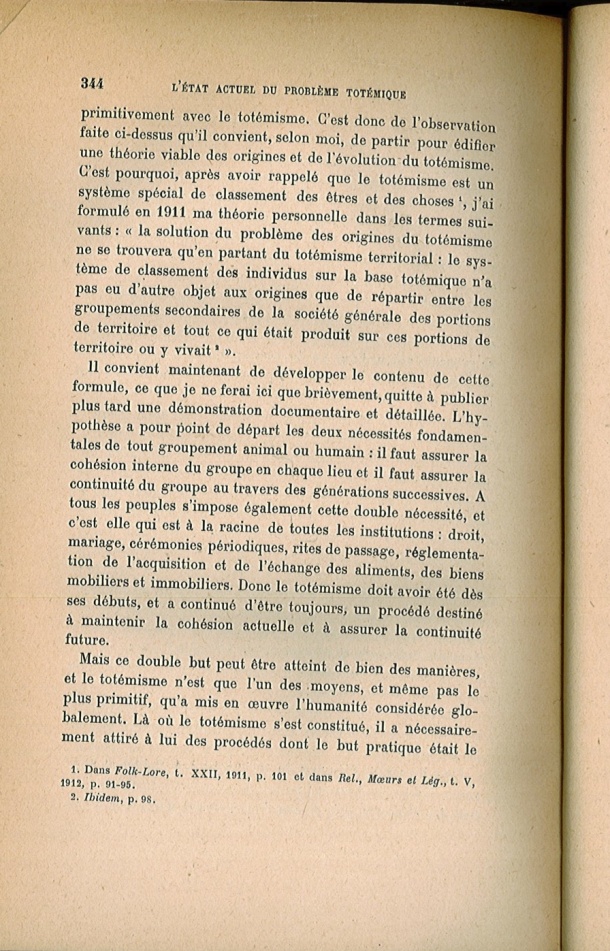 Arnold Van Gennep, l'État Actuel du Problème Totémique, 1920 / Arnold Van Gennep, l'État Actuel du Problème Totémique, 1920 / Van Gennep, Arnold / 