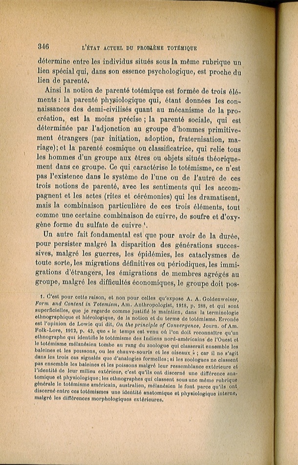 Arnold Van Gennep, l'État Actuel du Problème Totémique, 1920 / Arnold Van Gennep, l'État Actuel du Problème Totémique, 1920 / Van Gennep, Arnold /