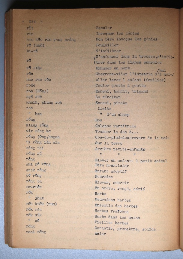 Dictionnaire Rhadé-Français par Benjamin Louison / lettre R: lettre RO / Louison, Benjamin /  Viet Nam/ Viet Nam