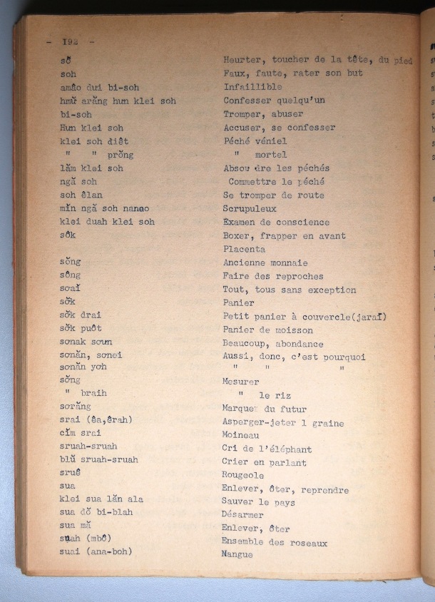 Dictionnaire Rhadé-Français par Benjamin Louison / lettre S: lettre SU / Louison, Benjamin /  Viet Nam/ Viet Nam