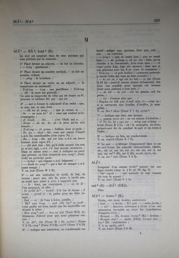 Dictionnaire Bahnar-Français, Guilleminet (tome 2, L-U) / lettre M / Guilleminet, Paul /  Viet Nam/ Viet Nam