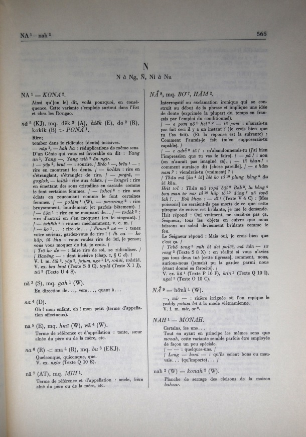 Dictionnaire Bahnar-Français, Guilleminet (tome 2, L-U) / lettre N / Guilleminet, Paul /  Viet Nam/ Viet Nam