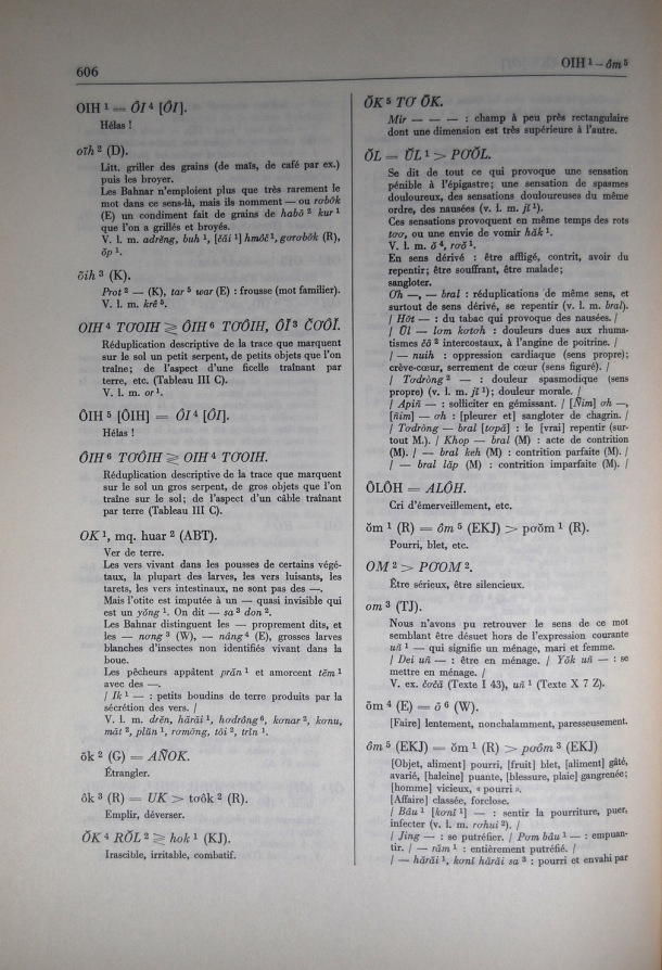 Dictionnaire Bahnar-Français, Guilleminet (tome 2, L-U) / lettre O: lettre OM / Guilleminet, Paul /  Viet Nam/ Viet Nam
