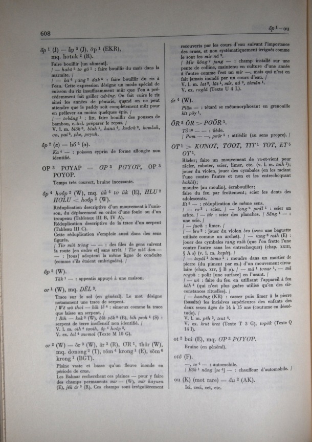 Dictionnaire Bahnar-Français, Guilleminet (tome 2, L-U) / lettre O: lettre OU / Guilleminet, Paul /  Viet Nam/ Viet Nam