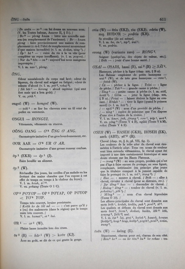 Dictionnaire Bahnar-Français, Guilleminet (tome 2, L-U) / lettre O': lettre O'S / Guilleminet, Paul /  Viet Nam/ Viet Nam