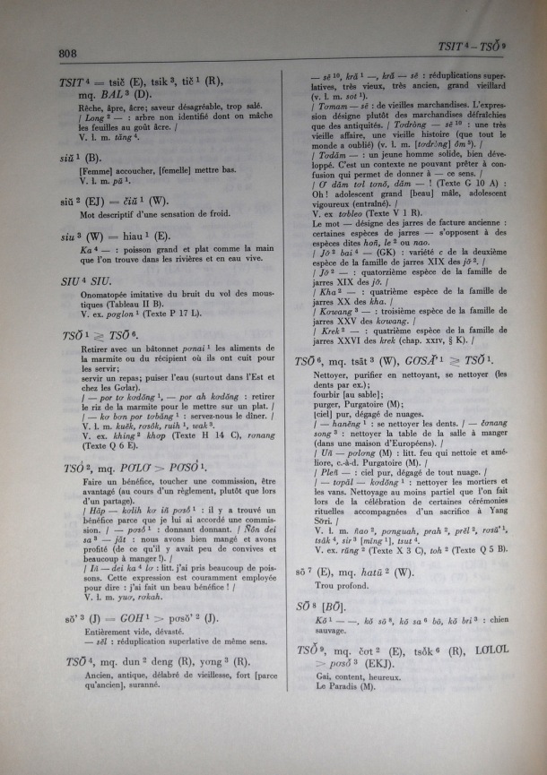 Dictionnaire Bahnar-Français, Guilleminet (tome 2, L-U) / lettre S: lettre SO / Guilleminet, Paul /  Viet Nam/ Viet Nam