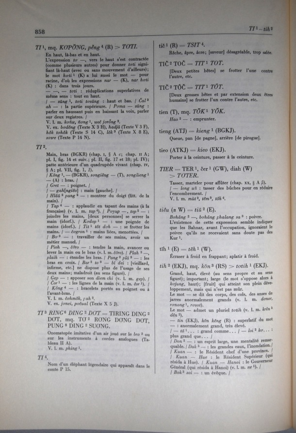 Dictionnaire Bahnar-Français, Guilleminet (tome 2, L-U) / lettre T: lettre TI / Guilleminet, Paul /  Viet Nam/ Viet Nam