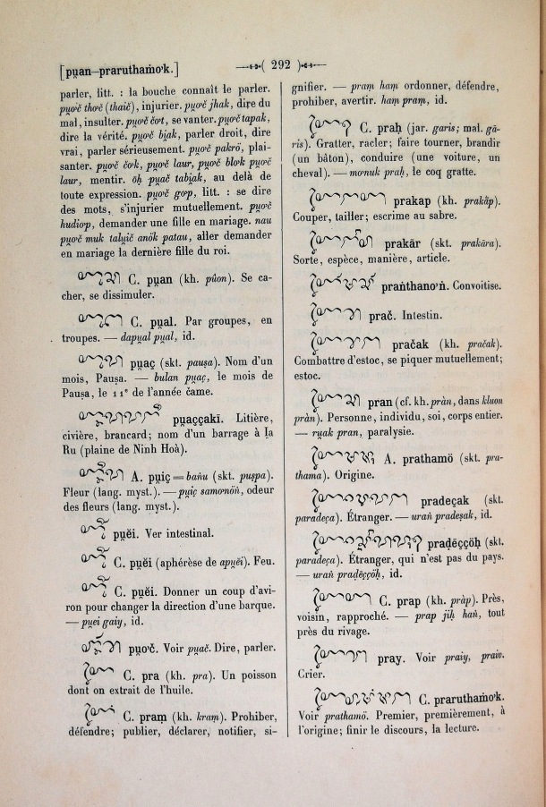 Dictionnaire Cam-Français, E. Aymonier et A. Cabaton / pra / Cabaton, Antoine; Aymonier, Etienne /  Viet Nam/ Viet Nam