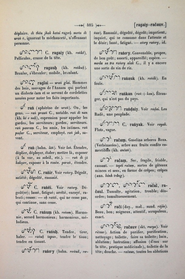 Dictionnaire Cam-Français, E. Aymonier et A. Cabaton / rac< / Cabaton, Antoine; Aymonier, Etienne /  Viet Nam/ Viet Nam