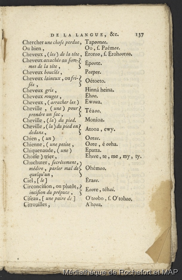 Vocabulaire de la langue des isles de La Société (B172996201_BM48122) / Vocabulaire de la langue des isles de La Société (B172996201_BM48122) / Lesson, Pierre-Adolphe / 