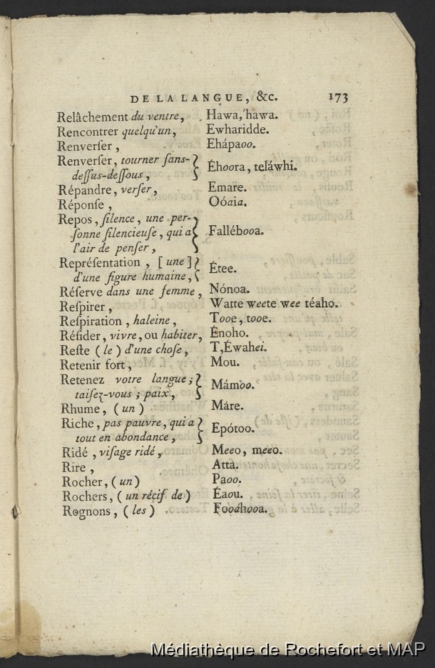 Vocabulaire de la langue des isles de La Société (B172996201_BM48122) / Vocabulaire de la langue des isles de La Société (B172996201_BM48122) / Lesson, Pierre-Adolphe / 